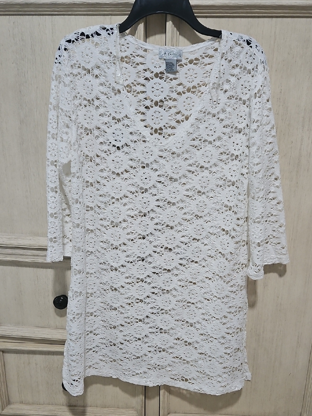 Crochet Lace V-Neck White Women’s Dress
